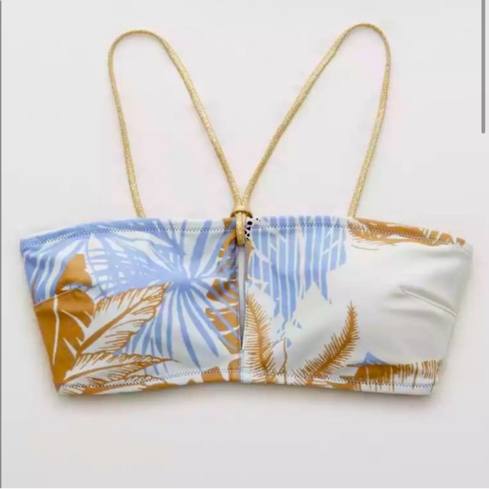 🌴 NEW Aerie Keyhole Bandeau Swim Bikini Top Tropical Size Medium